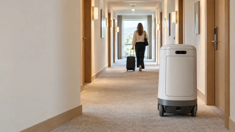 Lieferroboter in einem Hotelflur